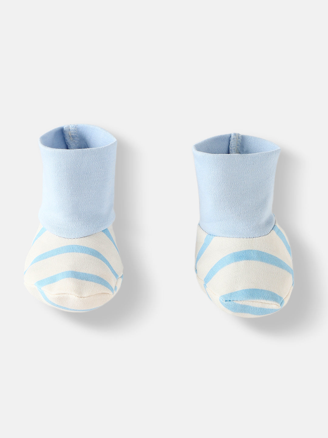 Nautinati Boys' Interlock Cotton Striped Bodysuit with Beanie & Booties