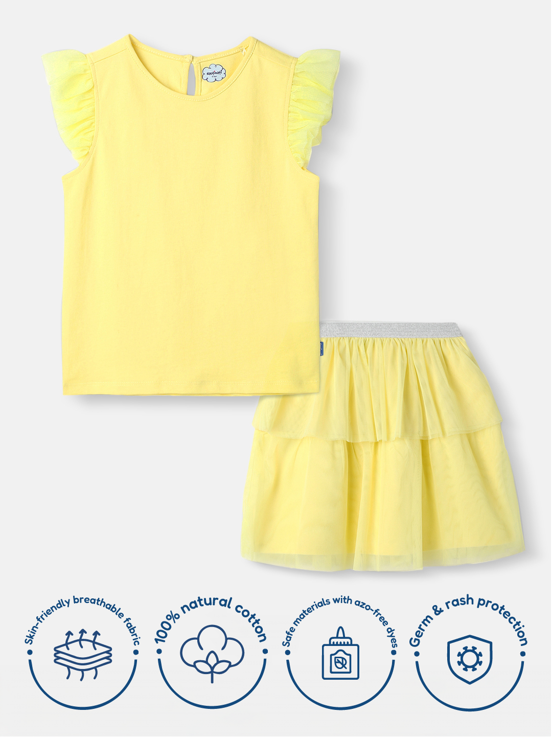 Nautinati's Girls' Party Set of Tiered Tulle Skirt and Top With Hairband
