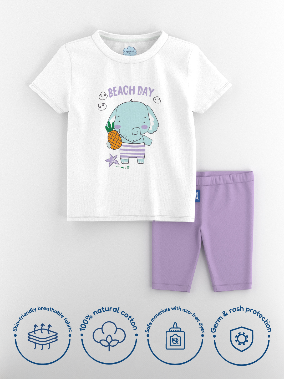 Nautinati Girls' Cotton Graphic Printed T-shirt and Solid Biker Shorts