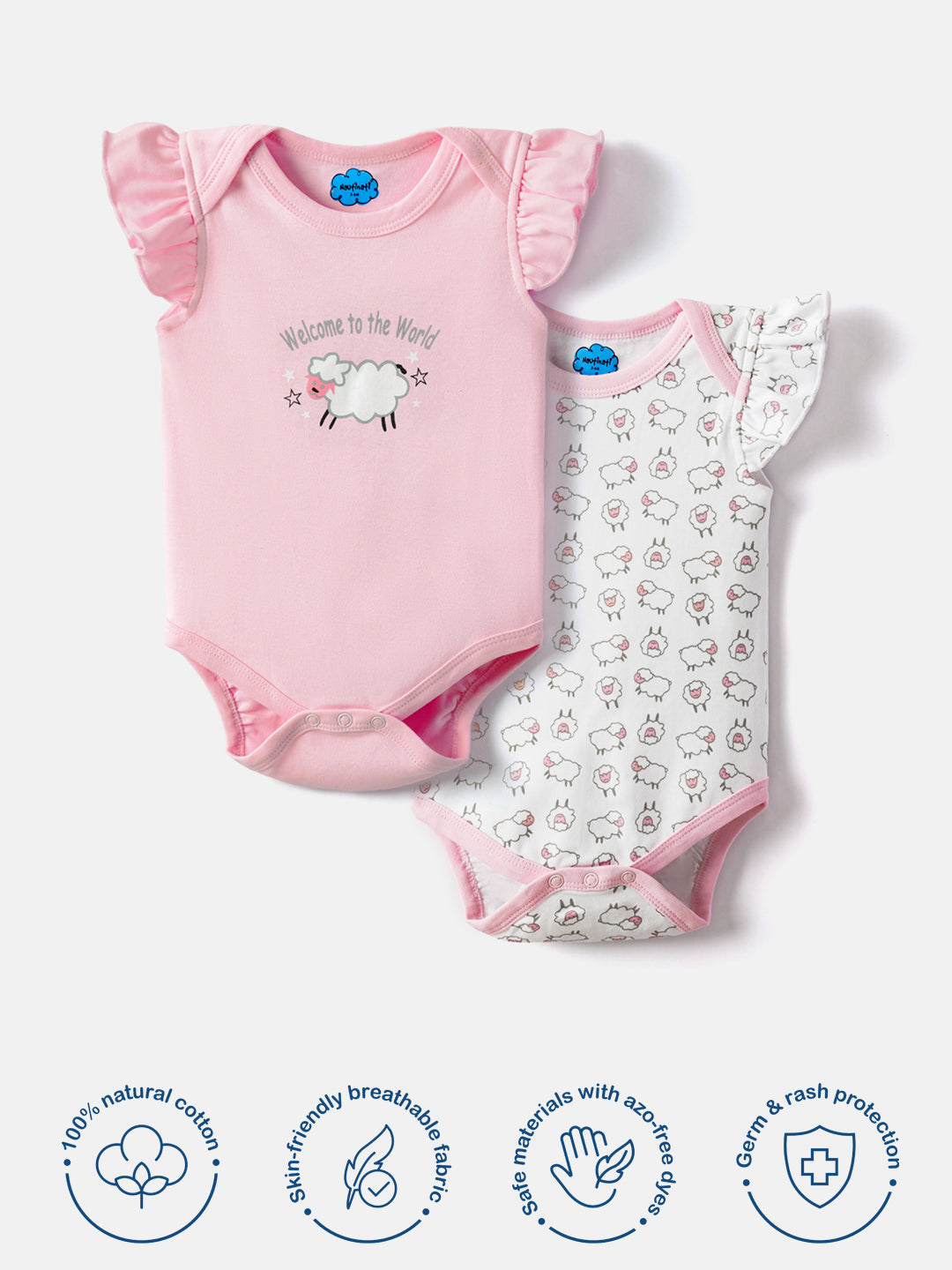 Nautinati Soft Cotton Bodysuits for Infants Newborn Baby Boys & Girls Pack of 2