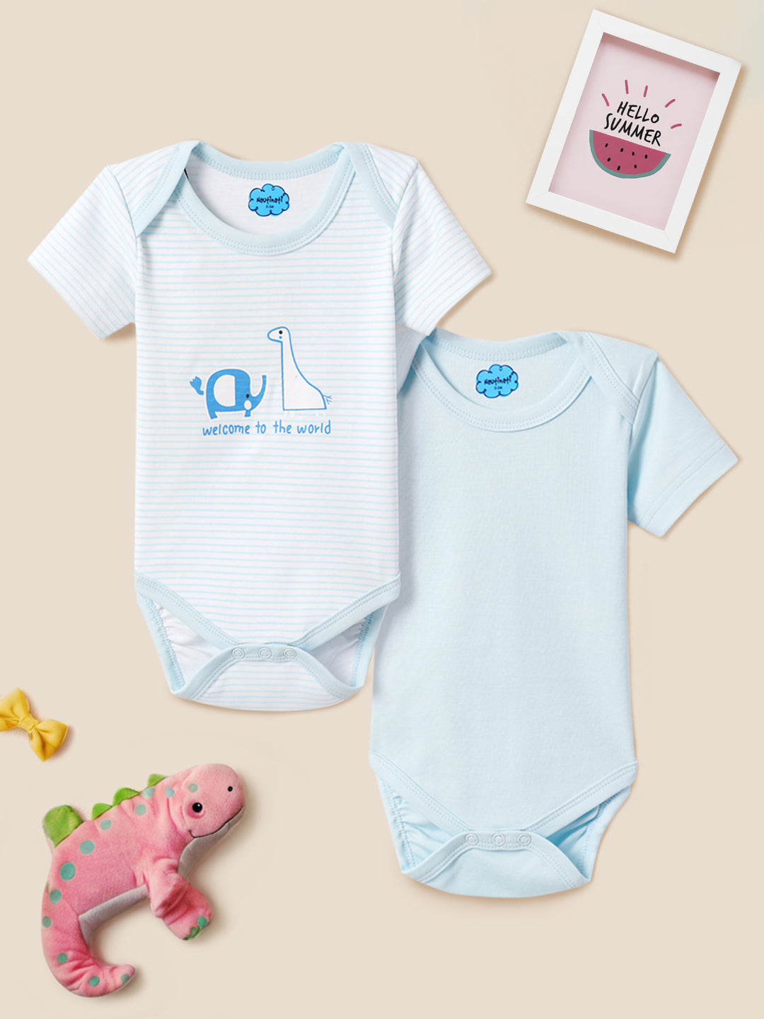 Nautinati Soft Cotton Bodysuits for Infants Newborn Baby Boys & Girls Pack of 2