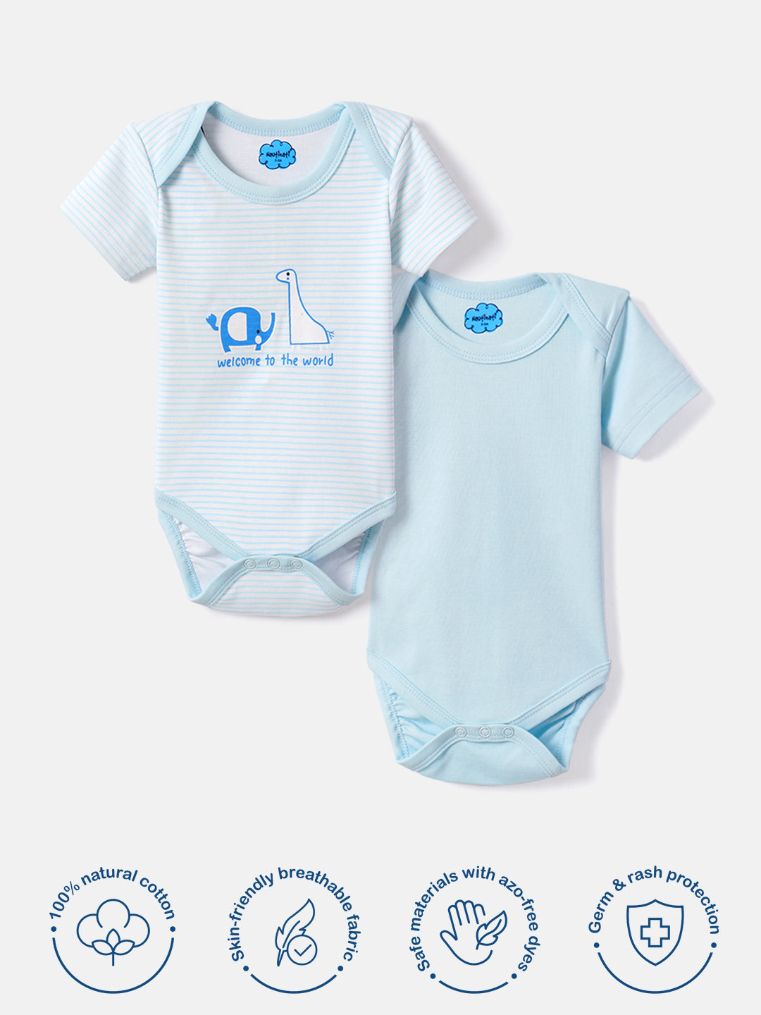 Nautinati Soft Cotton Bodysuits for Infants Newborn Baby Boys & Girls Pack of 2