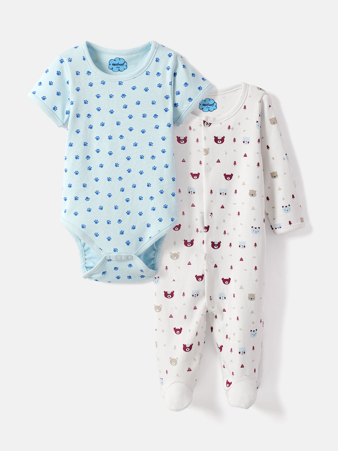 Nautinati Soft Cotton Bodysuits for Infants Newborn Baby Boys & Girls Pack of 2