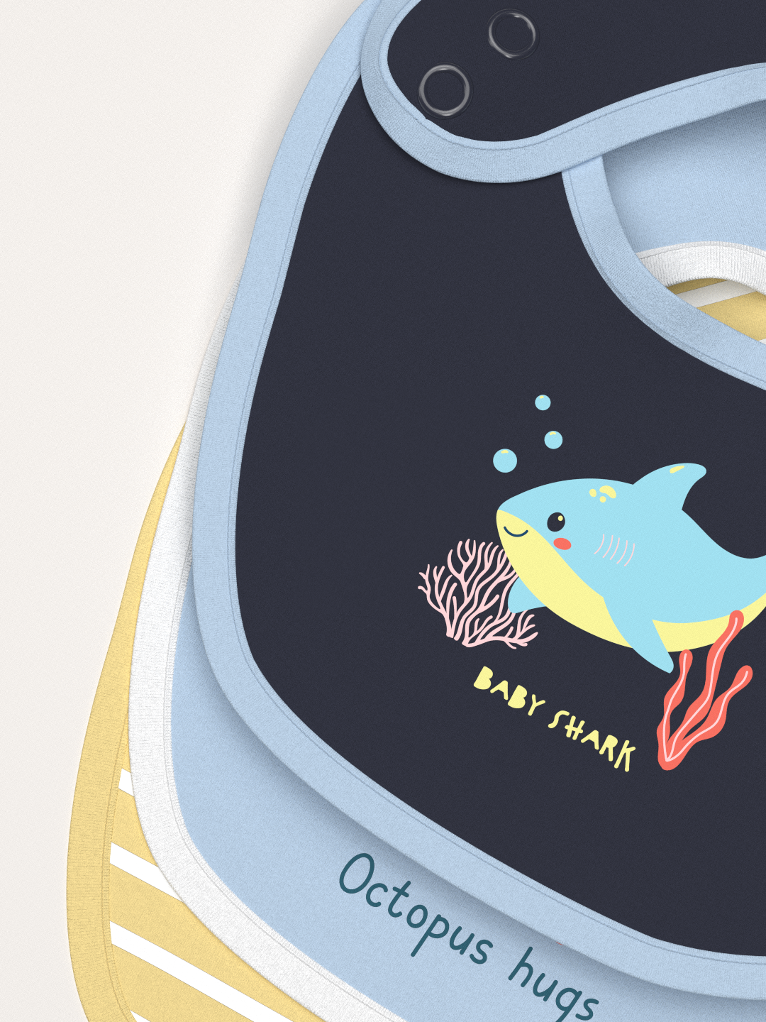 Nautinati Infants' Cotton Pack of 3 Ocean Print Bib