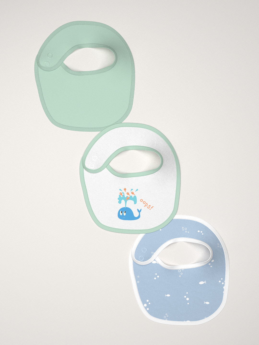 Nautinati Infants' Cotton Pack of 3 Ocean Print Bib