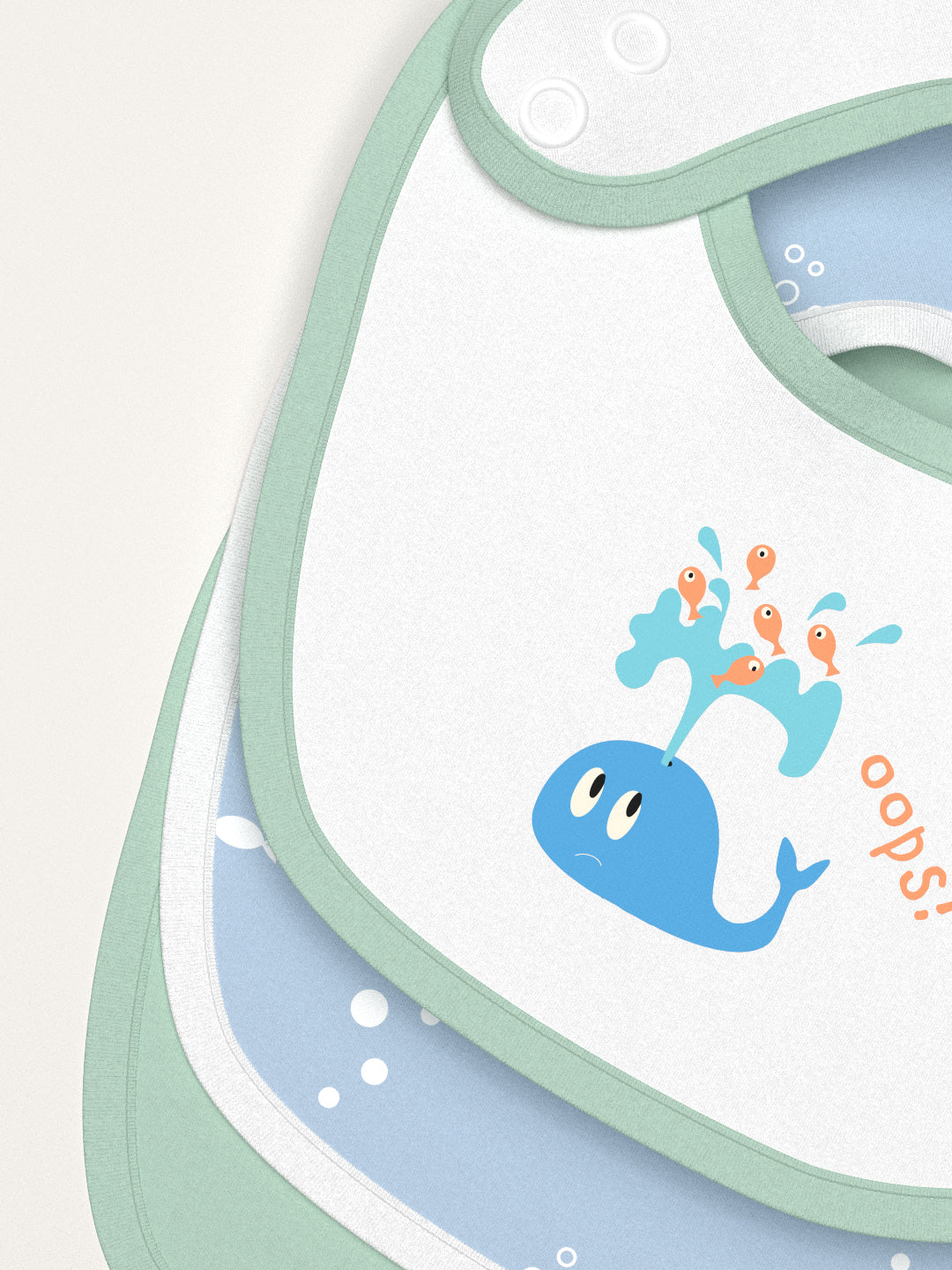 Nautinati Infants' Cotton Pack of 3 Ocean Print Bib