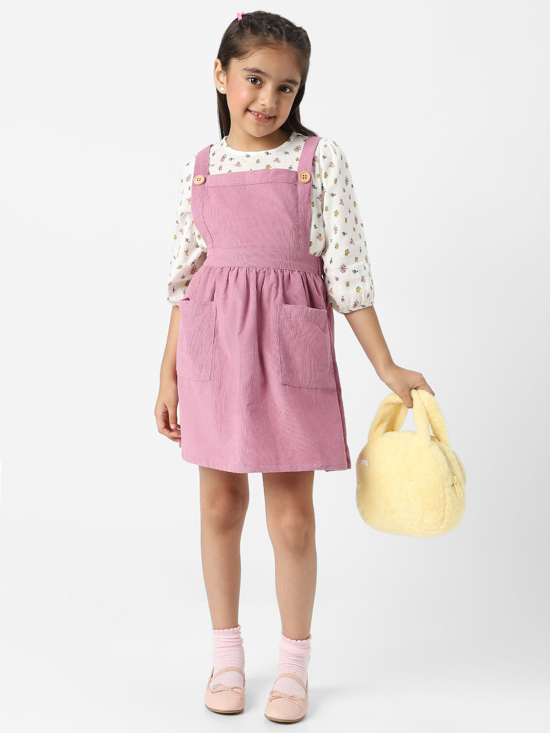 Nautinati Girls' Cotton Dungaree Set