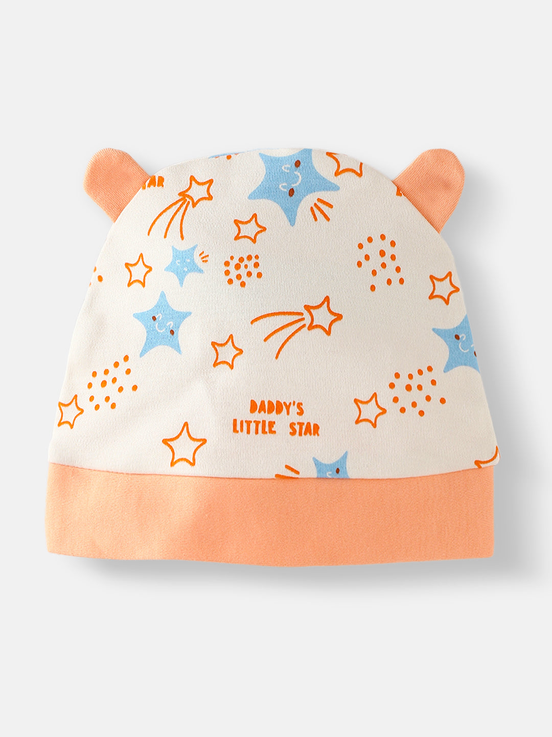 Nautinati Infant's Soft Cotton Star Print Bodysuit With Mittens and Beanie