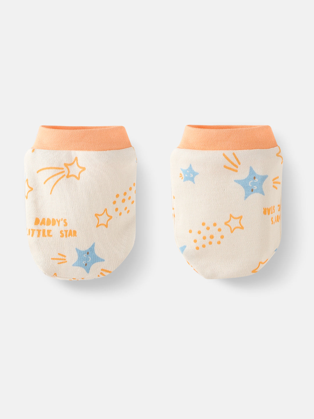 Nautinati Infant's Soft Cotton Star Print Bodysuit With Mittens and Beanie