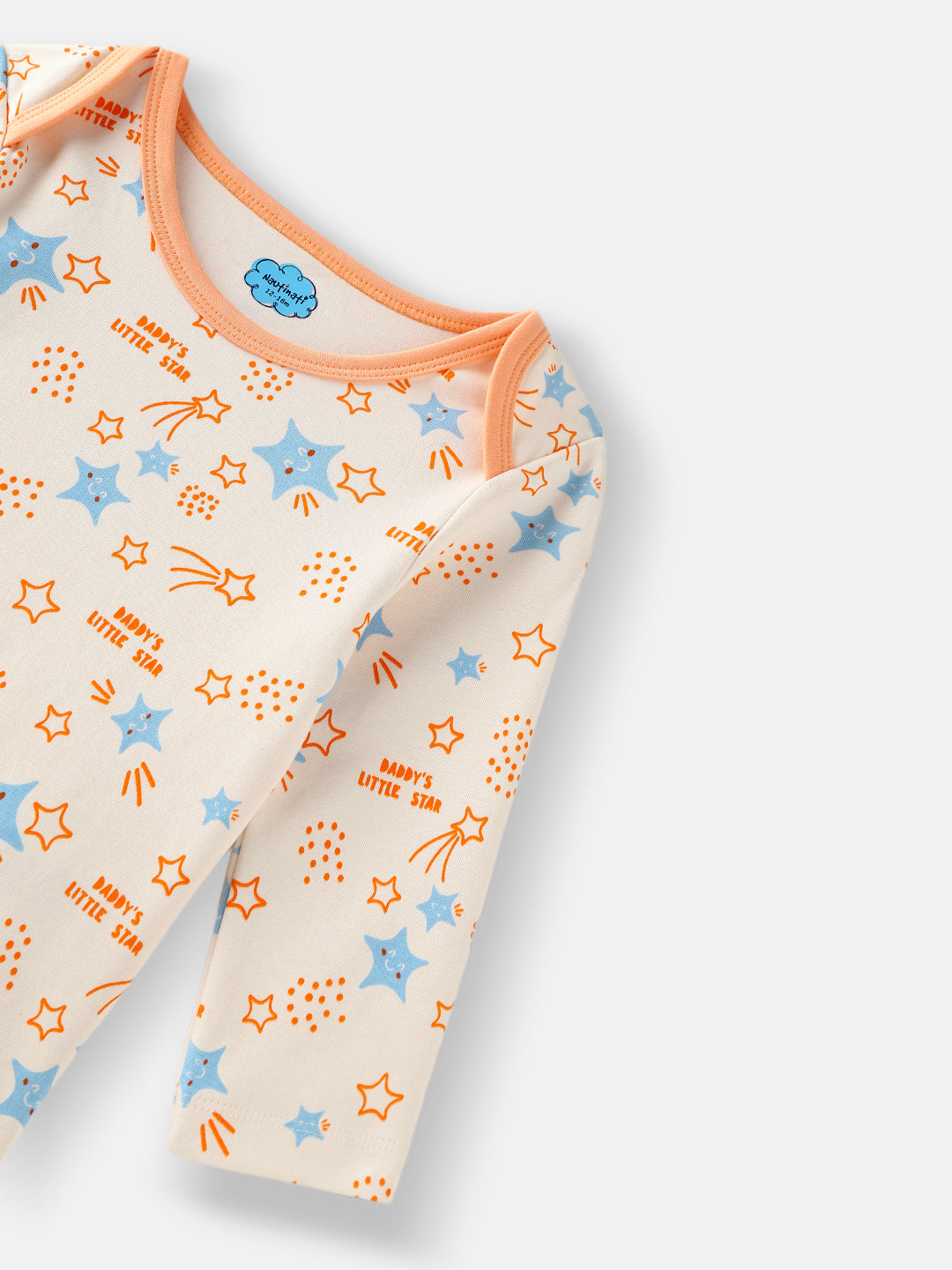 Nautinati Infant's Soft Cotton Star Print Bodysuit With Mittens and Beanie