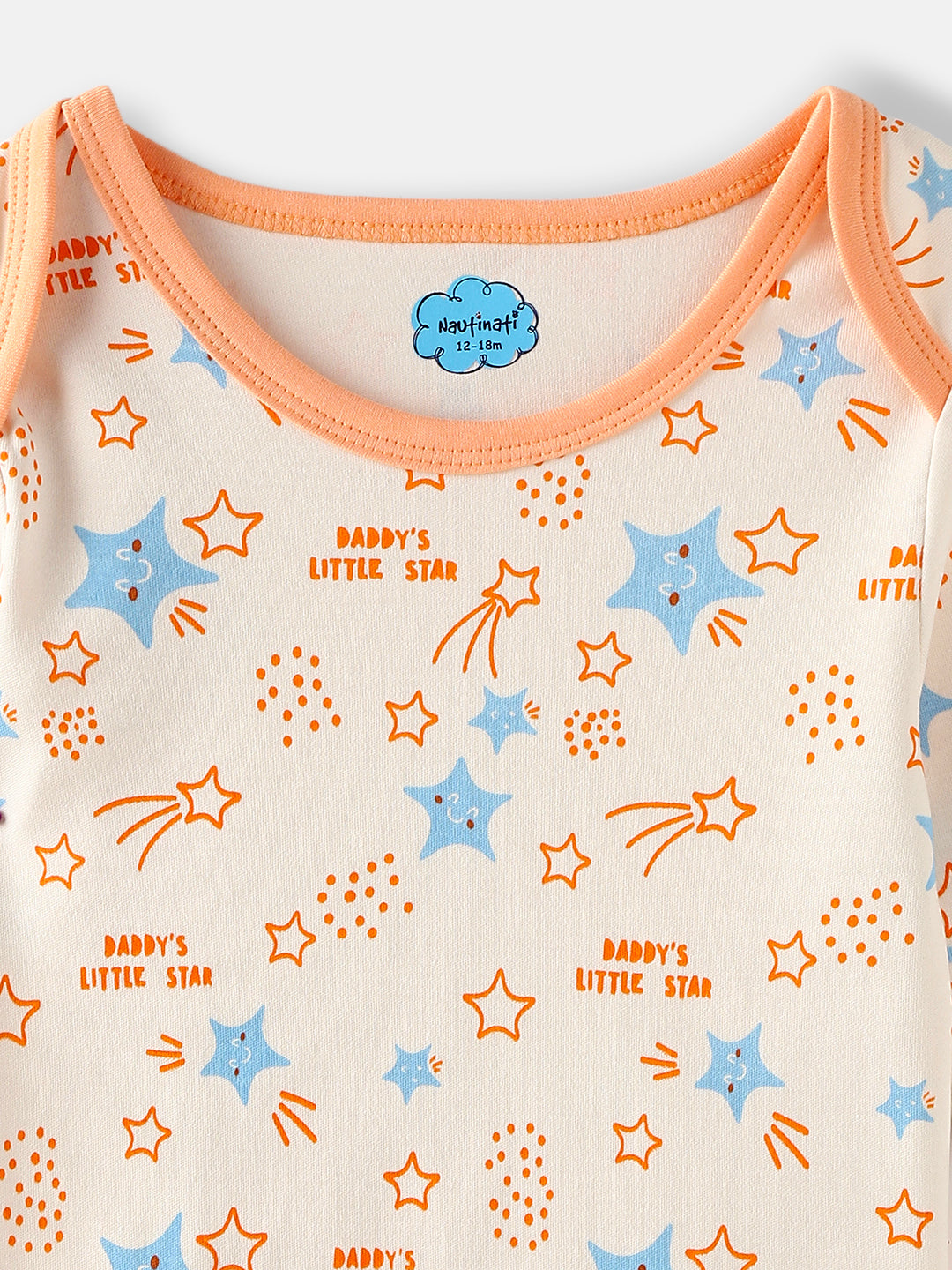 Nautinati Infant's Soft Cotton Star Print Bodysuit With Mittens and Beanie