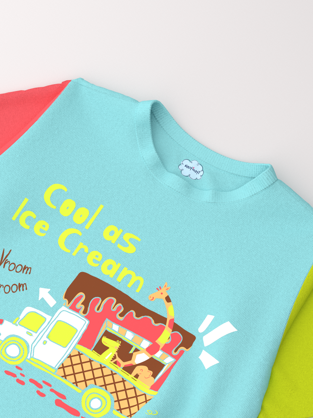 Nautinati Boys Cotton Graphic Printed Colourblock Sleeve T-shirt