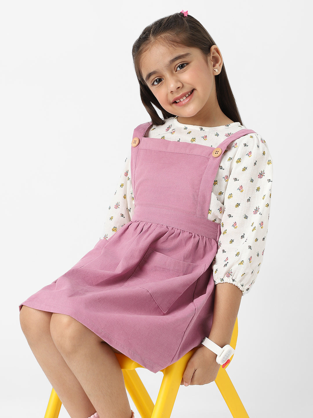 Nautinati Girls' Cotton Dungaree Set