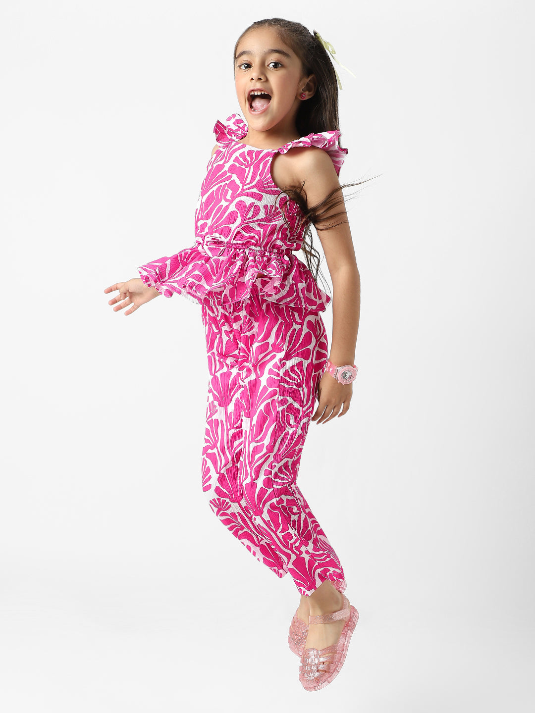 Nautinati Girls' Combo Set of Stylised Sleeves Top and Bottoms