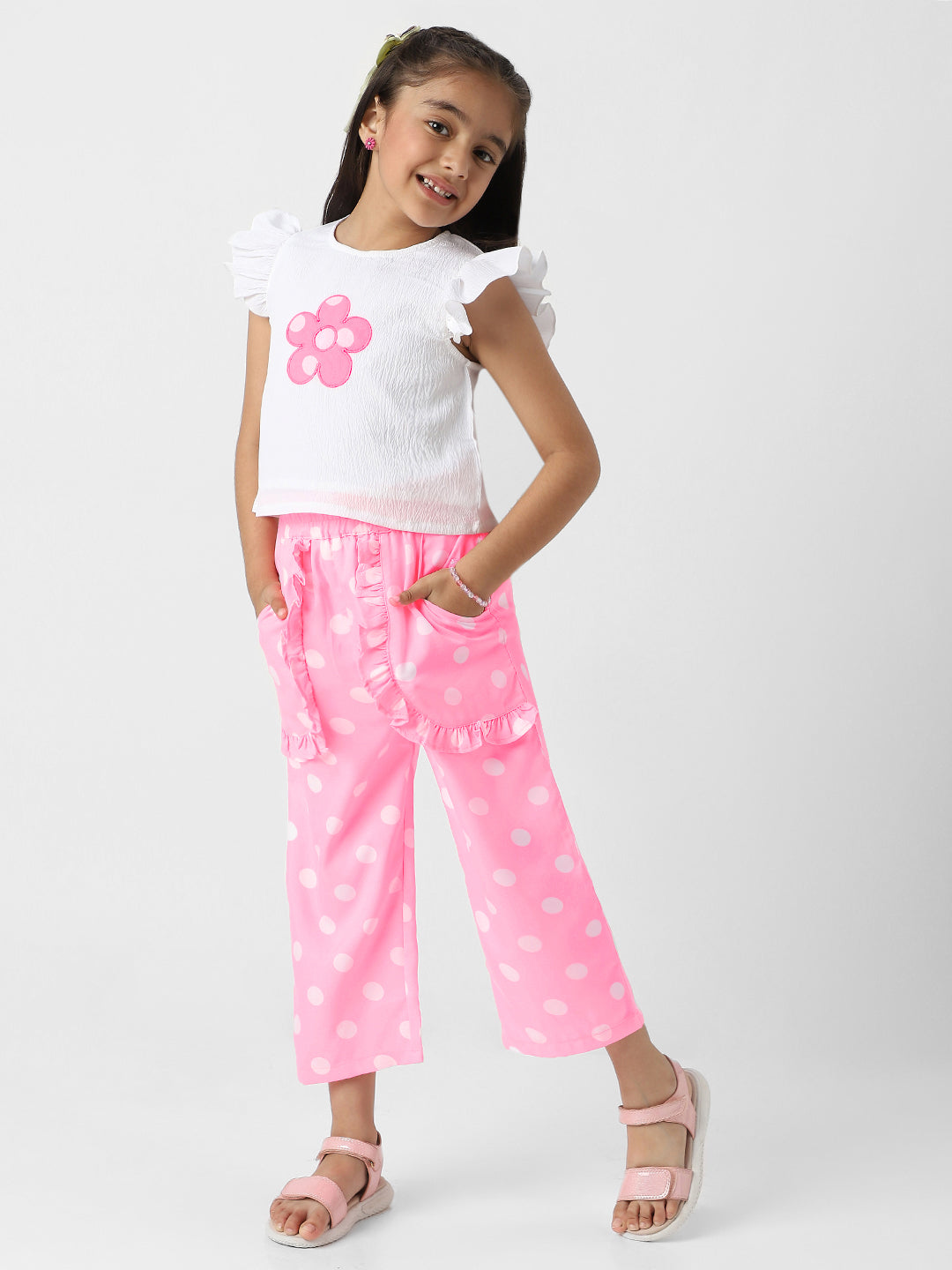 Nautinati Girls' Polka Print Combo Set of Top and Bottoms