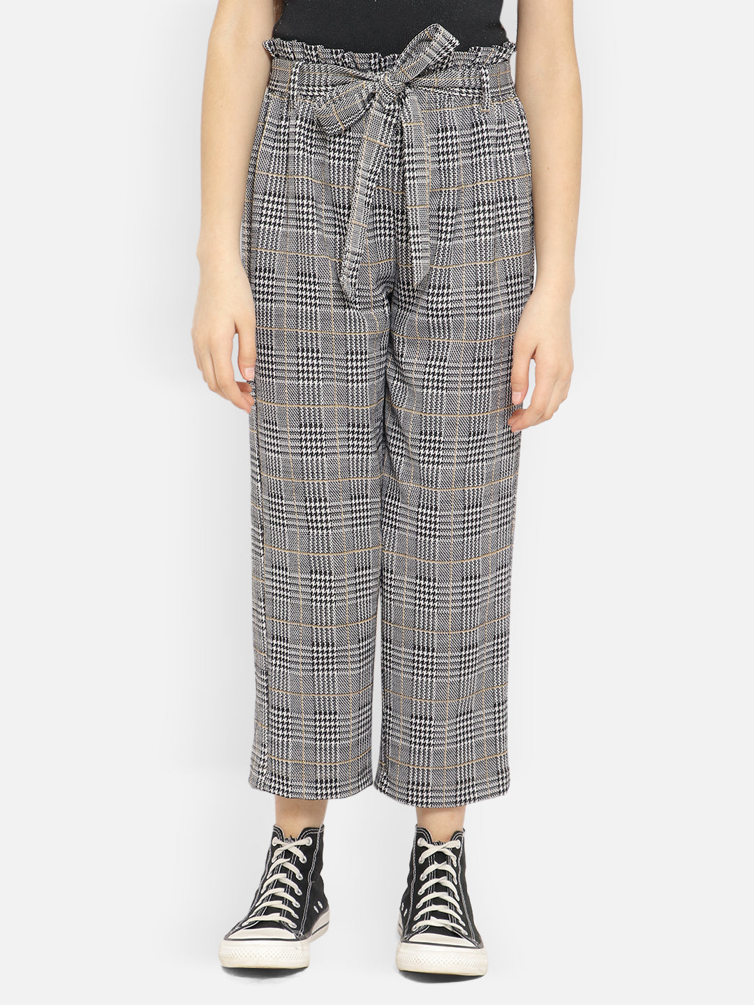 Natilene Girls Checked Tailored Easy Wash Regular Fit Parallel Trousers