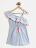 Nautinati Girls Blue Pink Embroidered Detail Playsuit