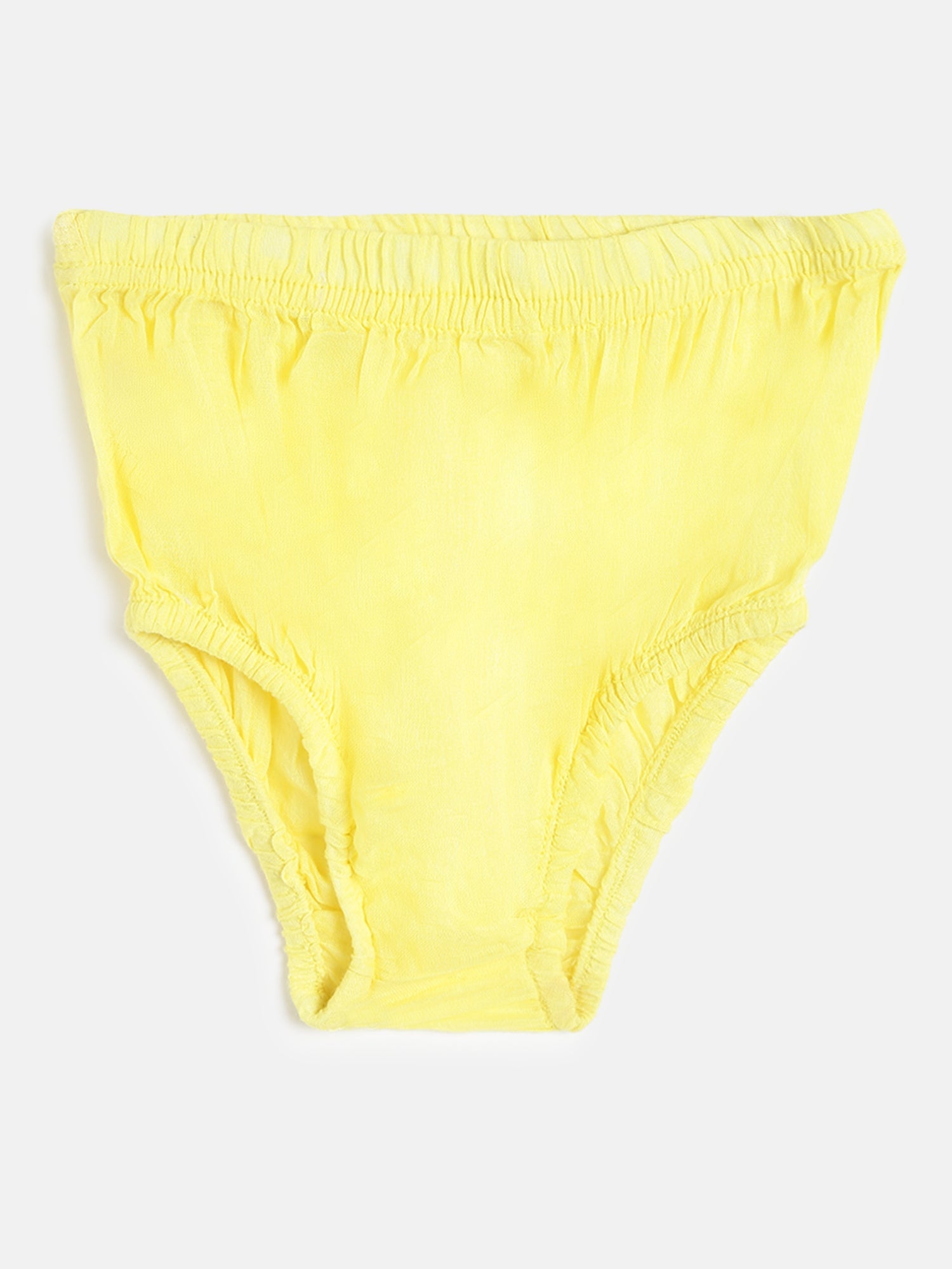 Nautinati Girls Yellow Solid Layered A-Line Dress