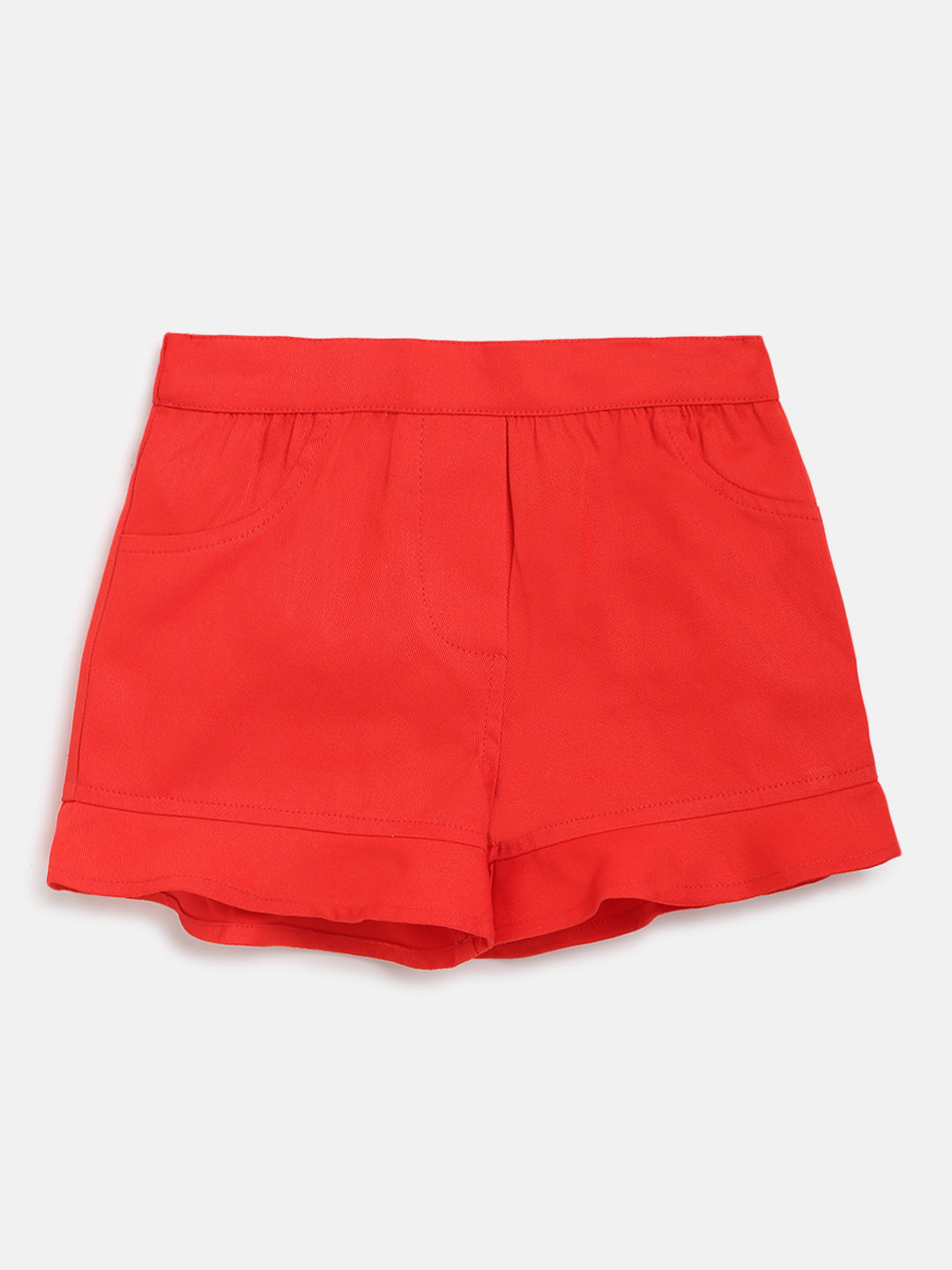 Nautinati Girls Red White Printed Top With Shorts
