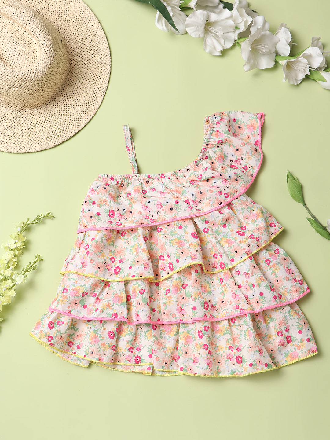 Nautinati Multicoloured Floral Crepe A-Line Midi Dress