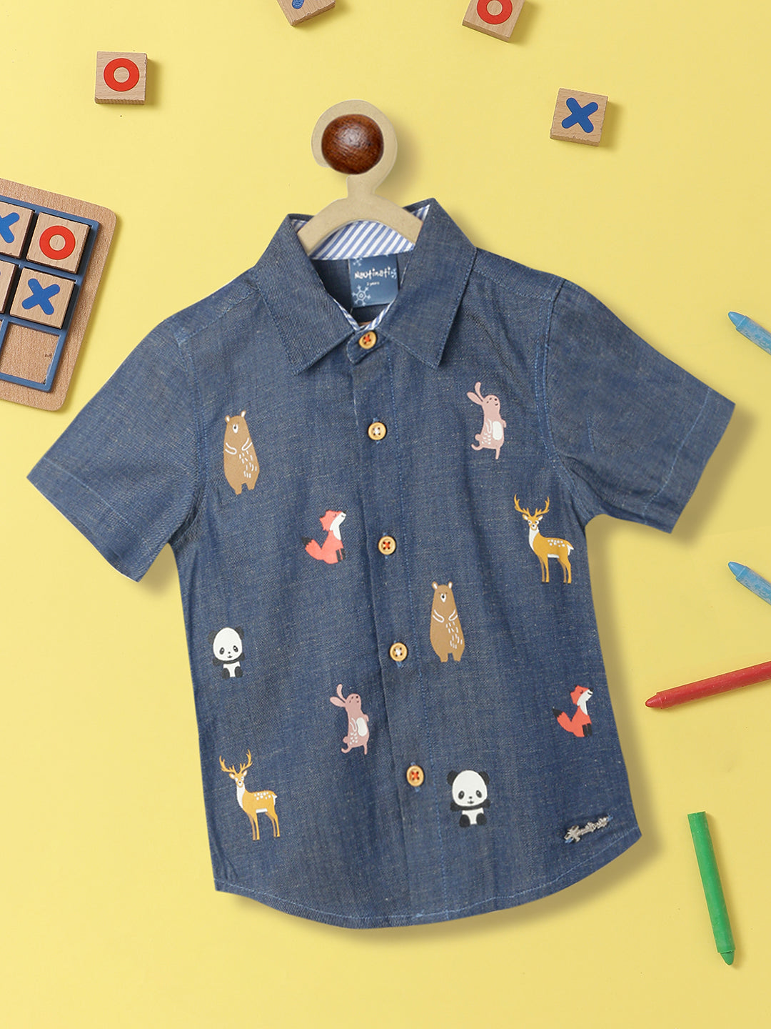 Nautinati Boys Standard Spread Collar Humour And Comic Printed Pure Cotton Casual Shirt