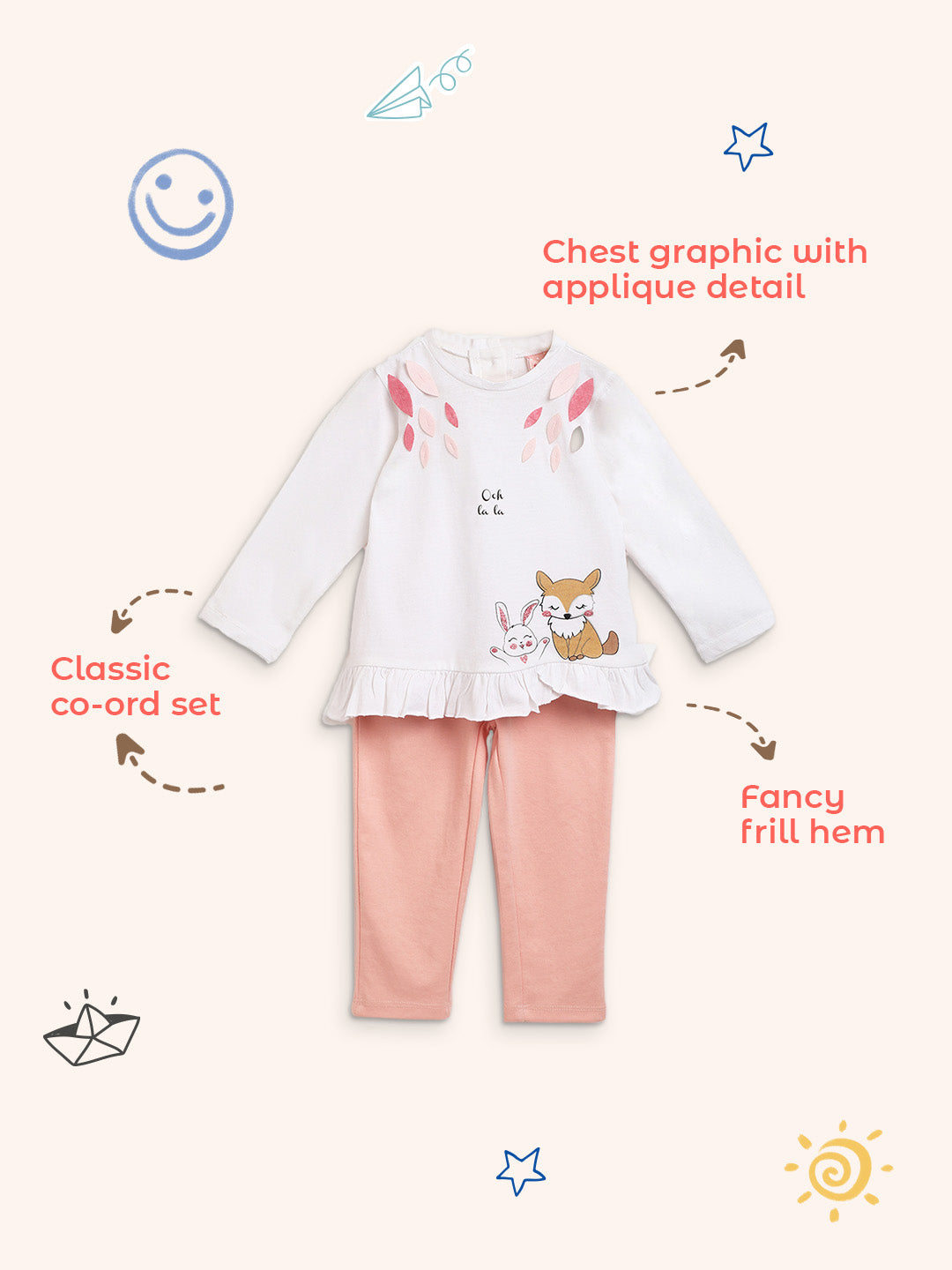 Nautinati Girls Printed Top With Pyjama Set