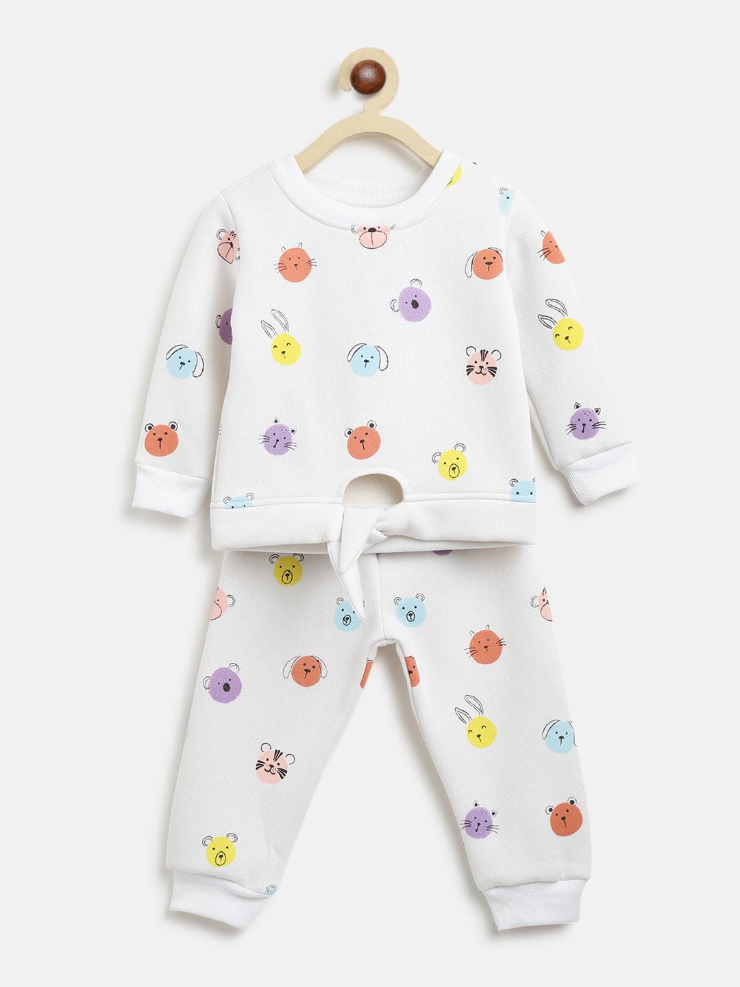 Nautinati Girls White Yellow Printed T-Shirt With Pyjamas