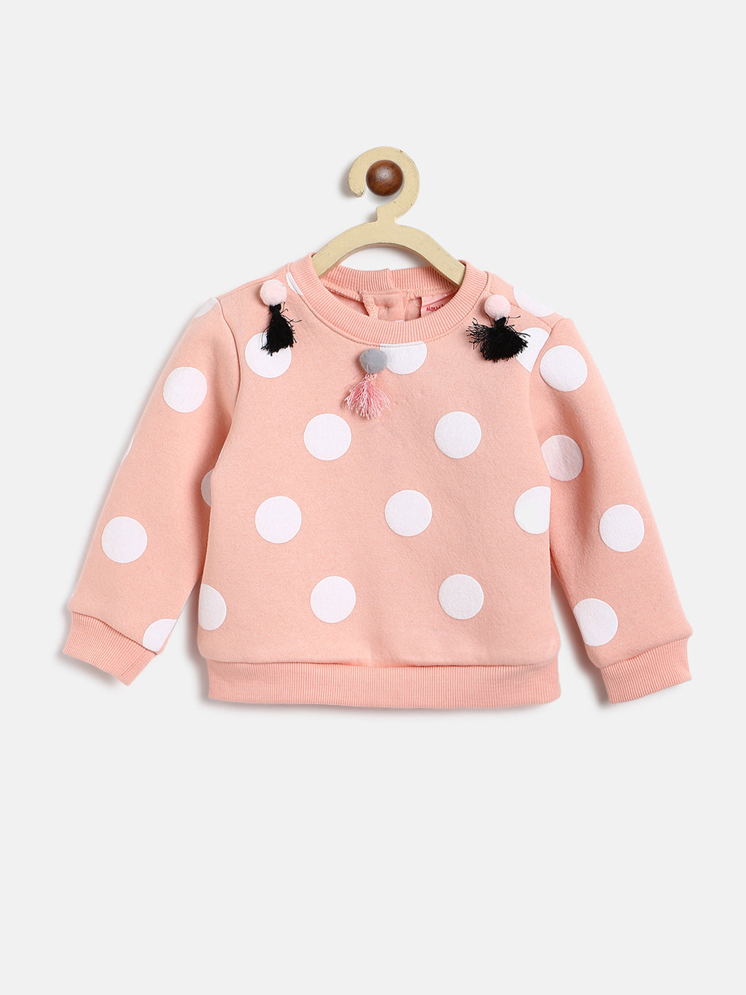 Nautinati Girls Peach-Coloured Printed Sweatshirt