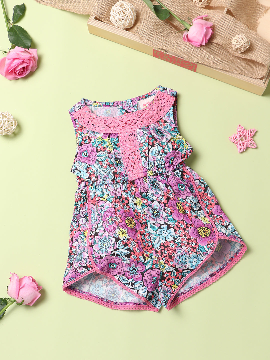 Nautinati Girls Floral Printed Jumpsuit