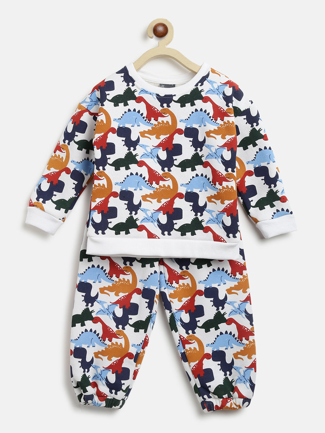 Nautinati Boys White Blue Printed T-Shirt With Trousers