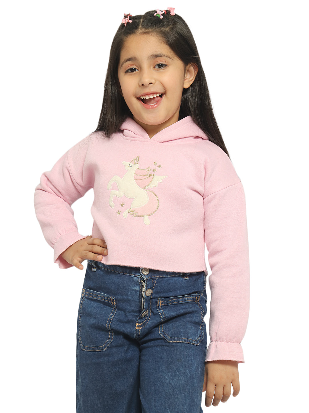 Nautinati Girls Printed Hooded Sweatshirt