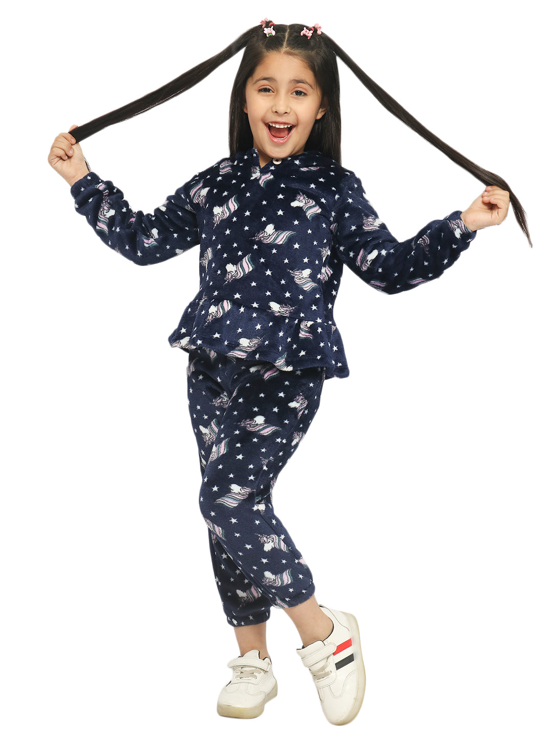 Nautinati Girls Unicorn Printed Hooded Tracksuits