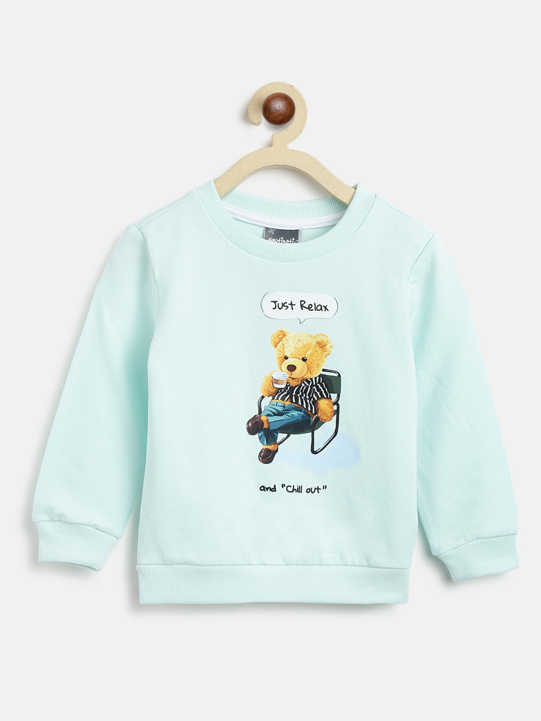 Nautinati Boys Turquoise Blue Printed Sweatshirt
