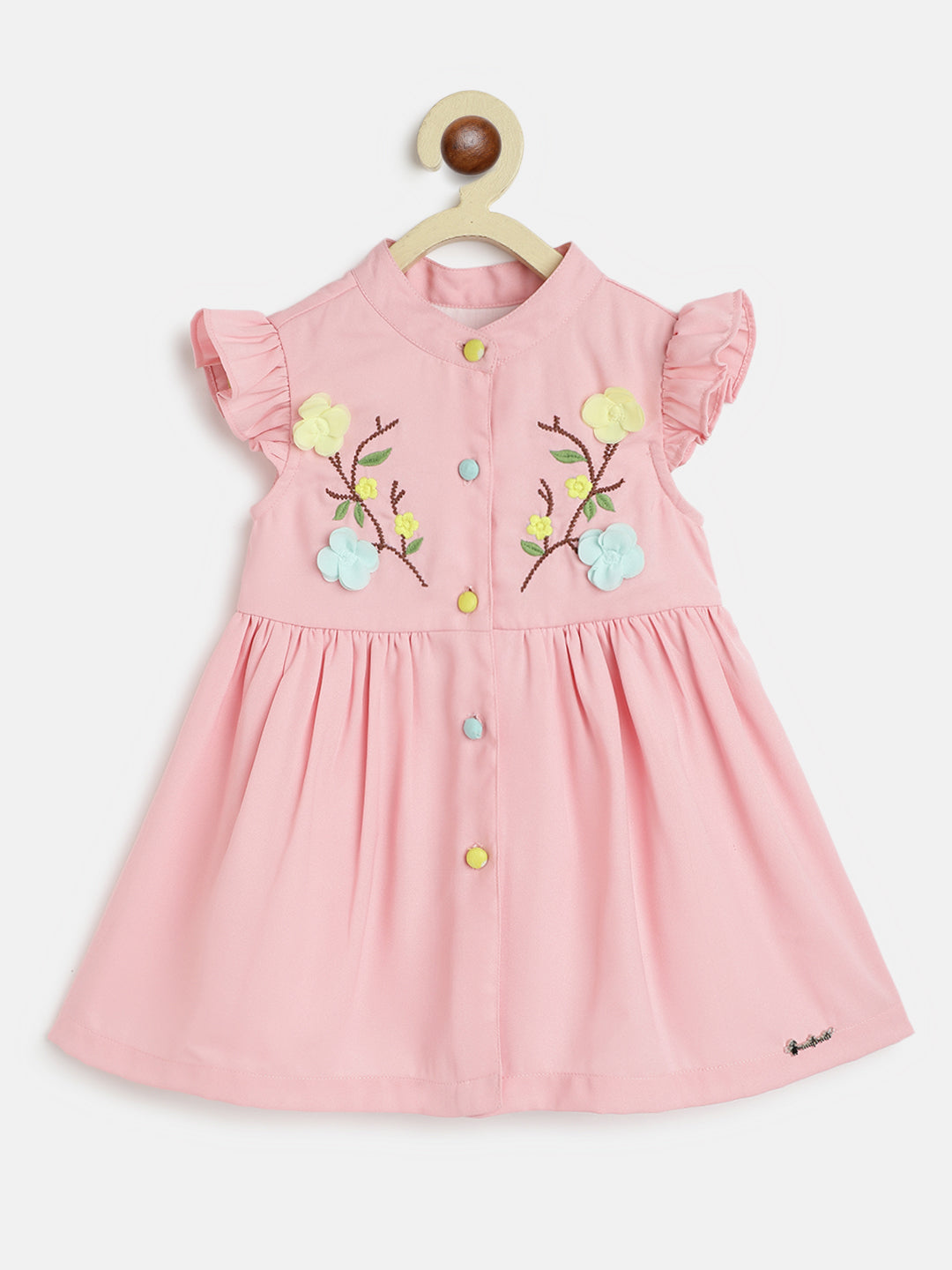 Nautinati Infants Girls Floral Embroidered A-Line Dress