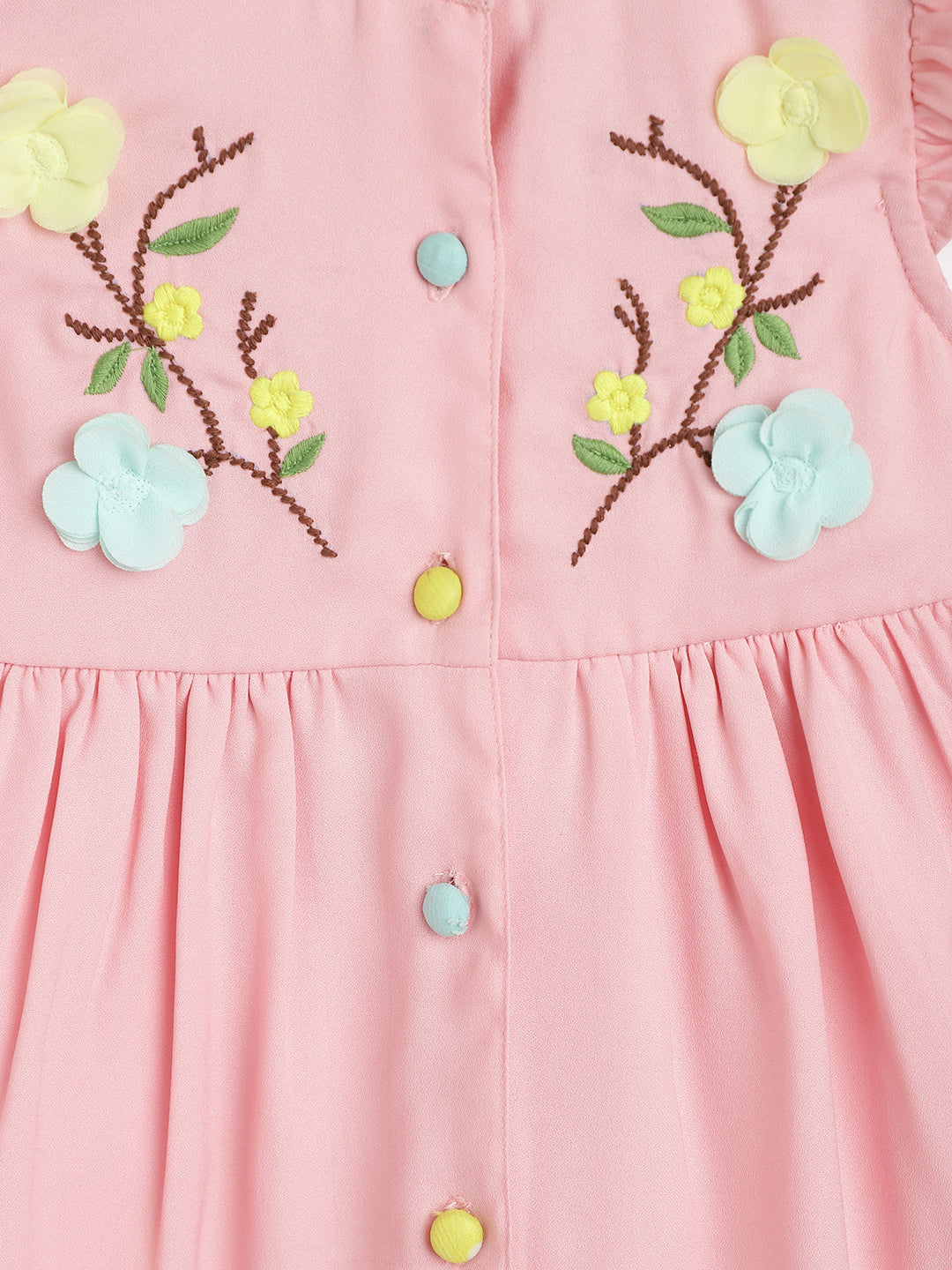 Nautinati Infants Girls Floral Embroidered A-Line Dress