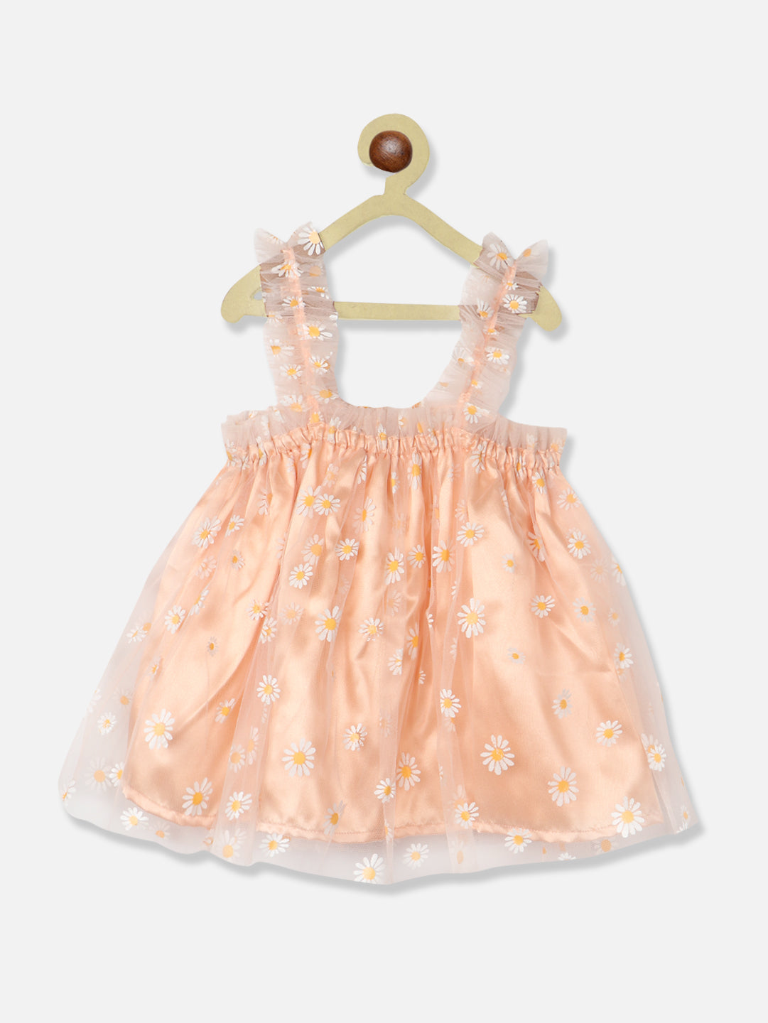 Nautinati Girls Floral Print Net A-Line Dress