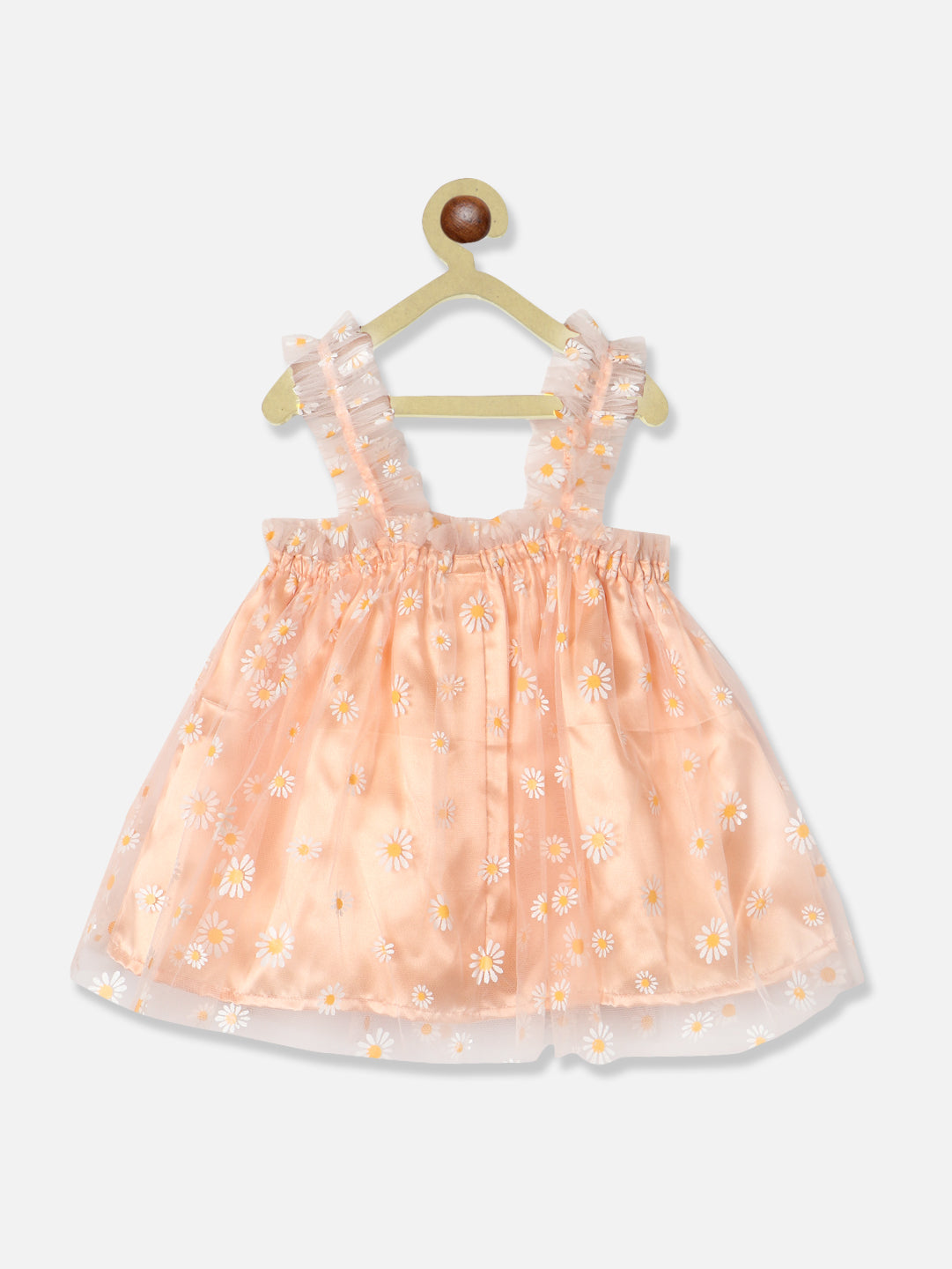 Nautinati Girls Floral Print Net A-Line Dress