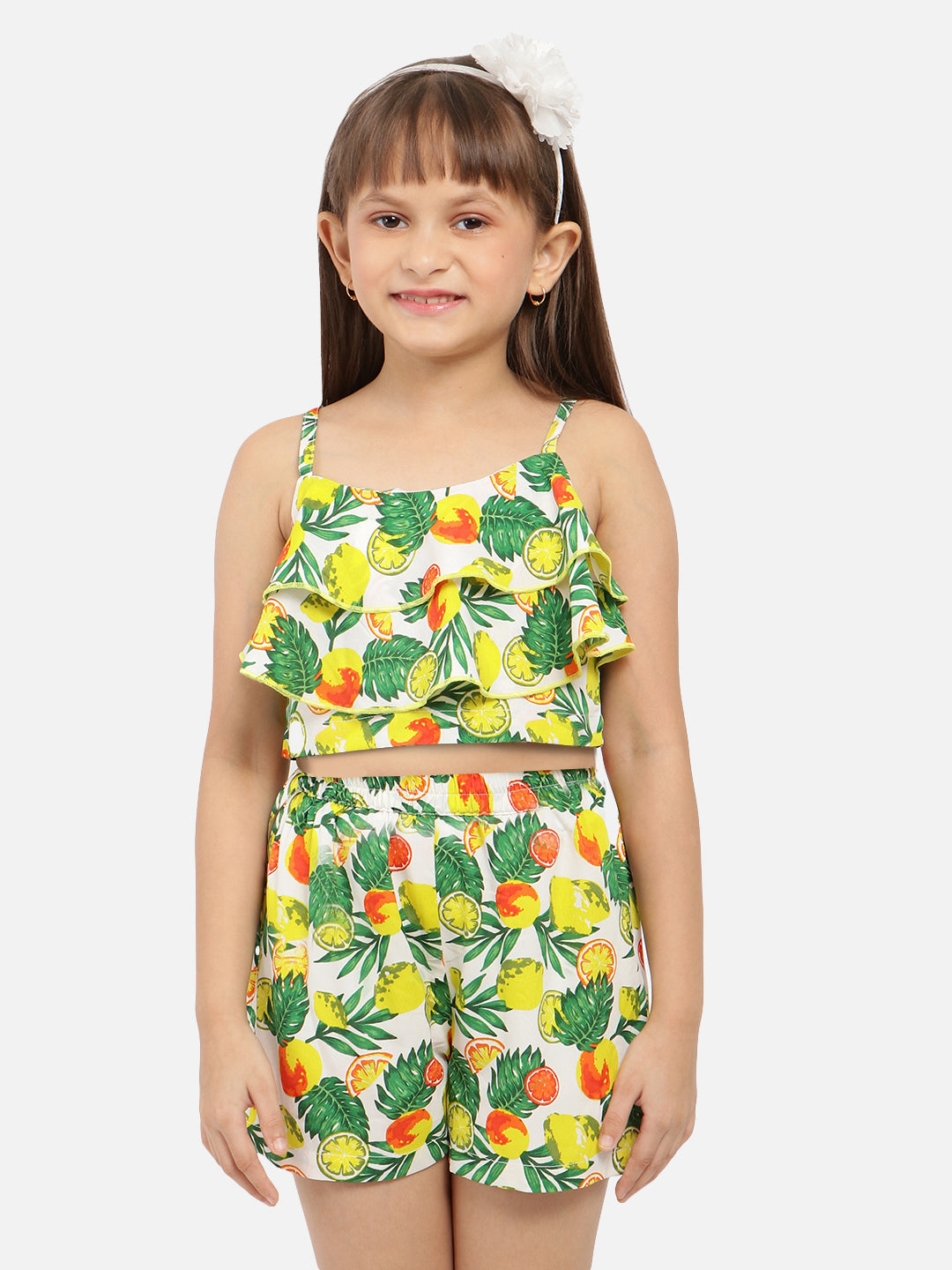 Nautinati Girls Tropical Printed Top With Shorts