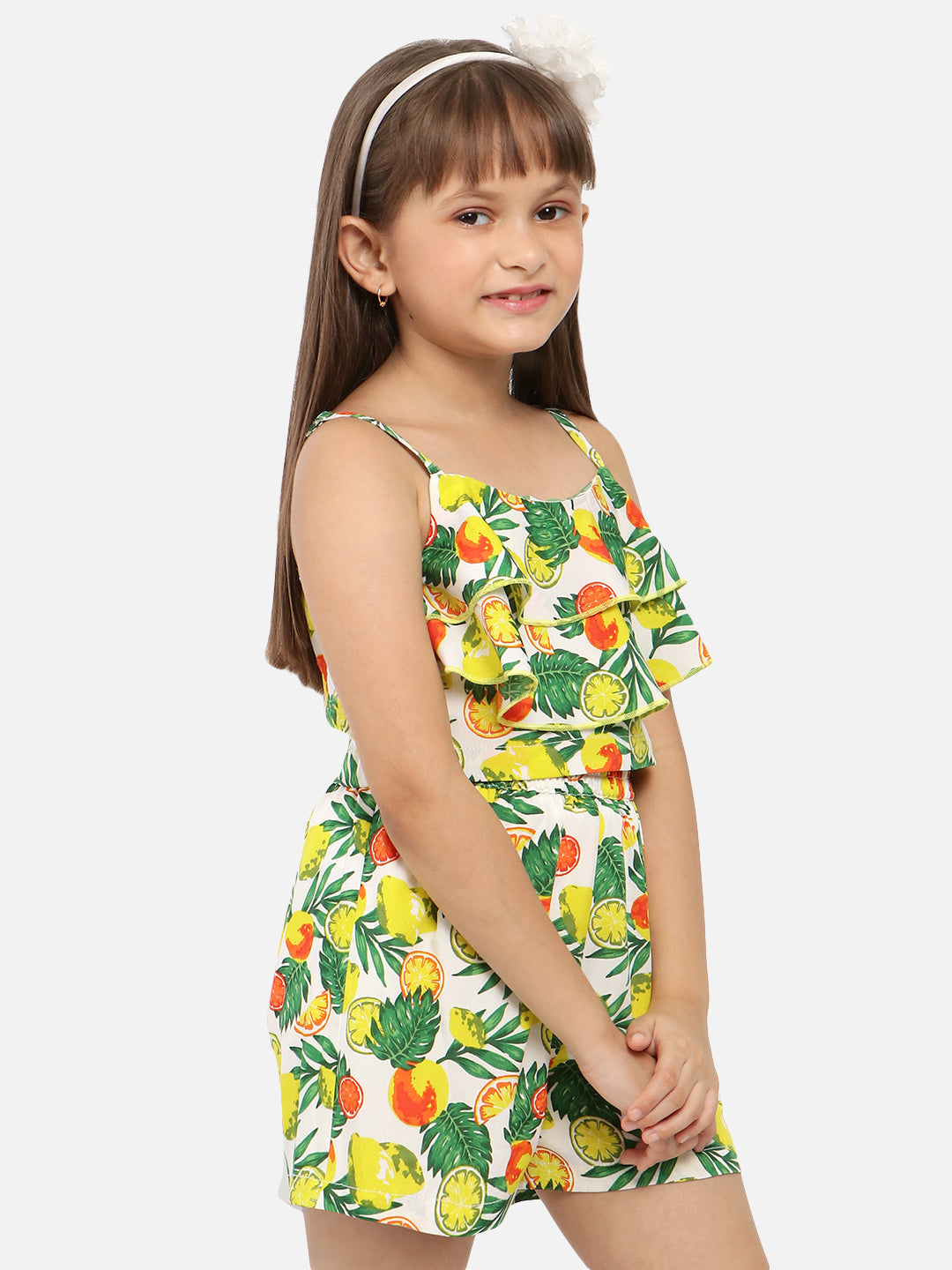 Nautinati Girls Tropical Printed Top With Shorts