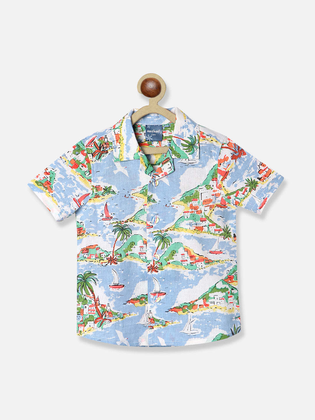 Nautinati Boys Standard Tropical Printed Pure Cotton Shirt
