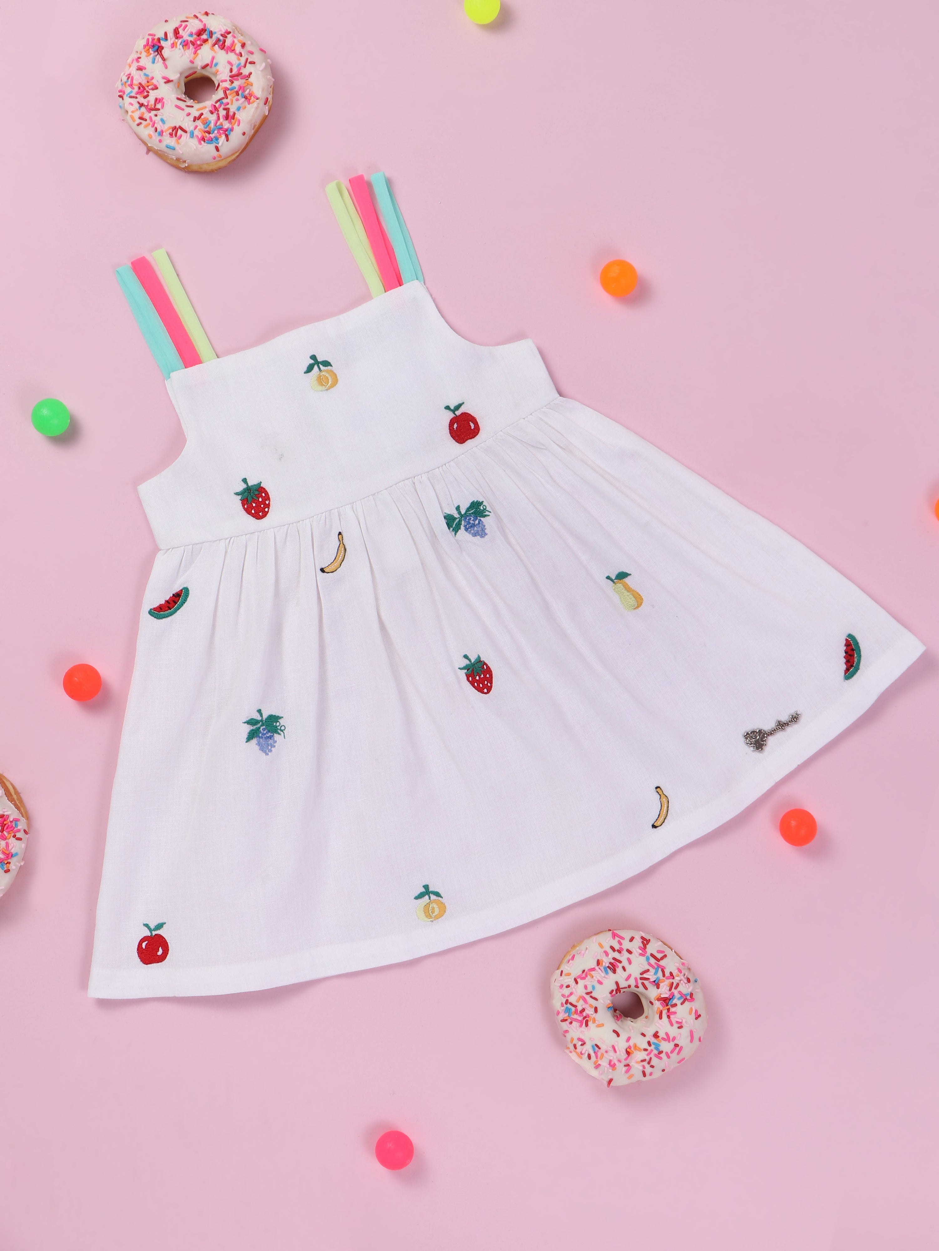 Nautinati Girls Embroidered Cotton Fit Flare Dress