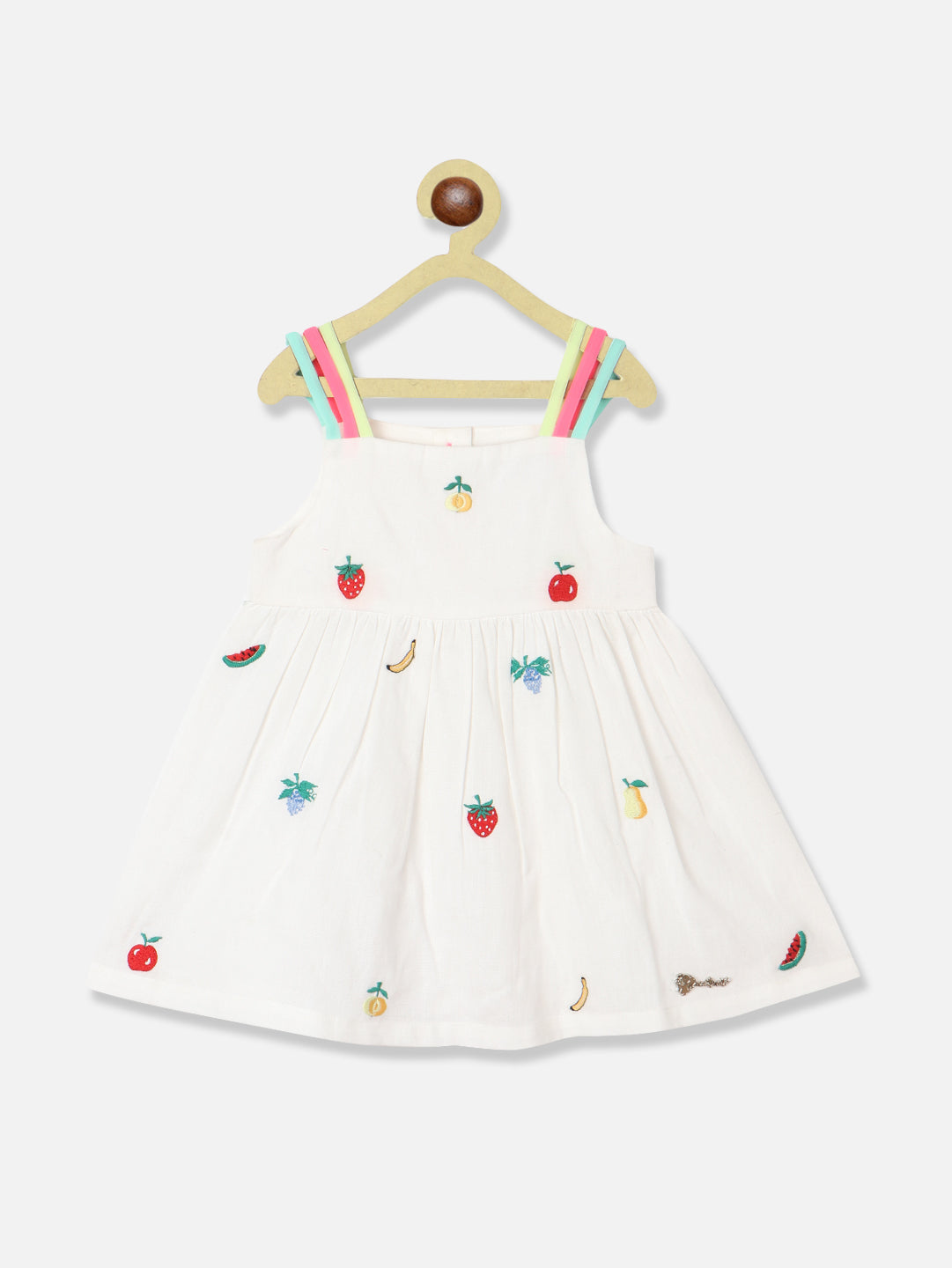 Nautinati Girls Embroidered Cotton Fit Flare Dress