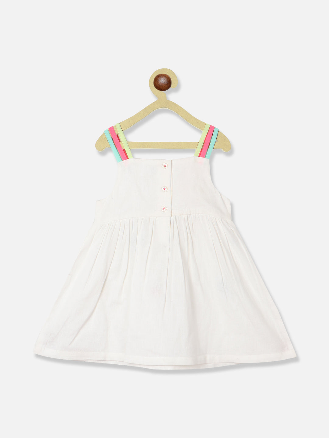 Nautinati Girls Embroidered Cotton Fit Flare Dress
