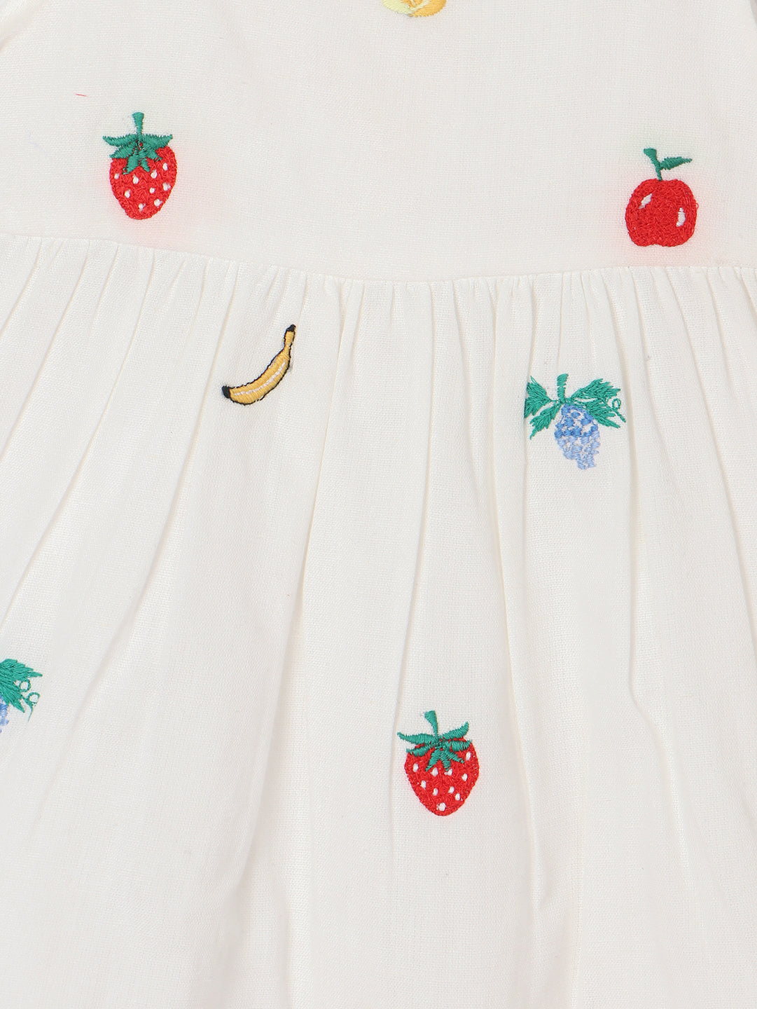 Nautinati Girls Embroidered Cotton Fit Flare Dress