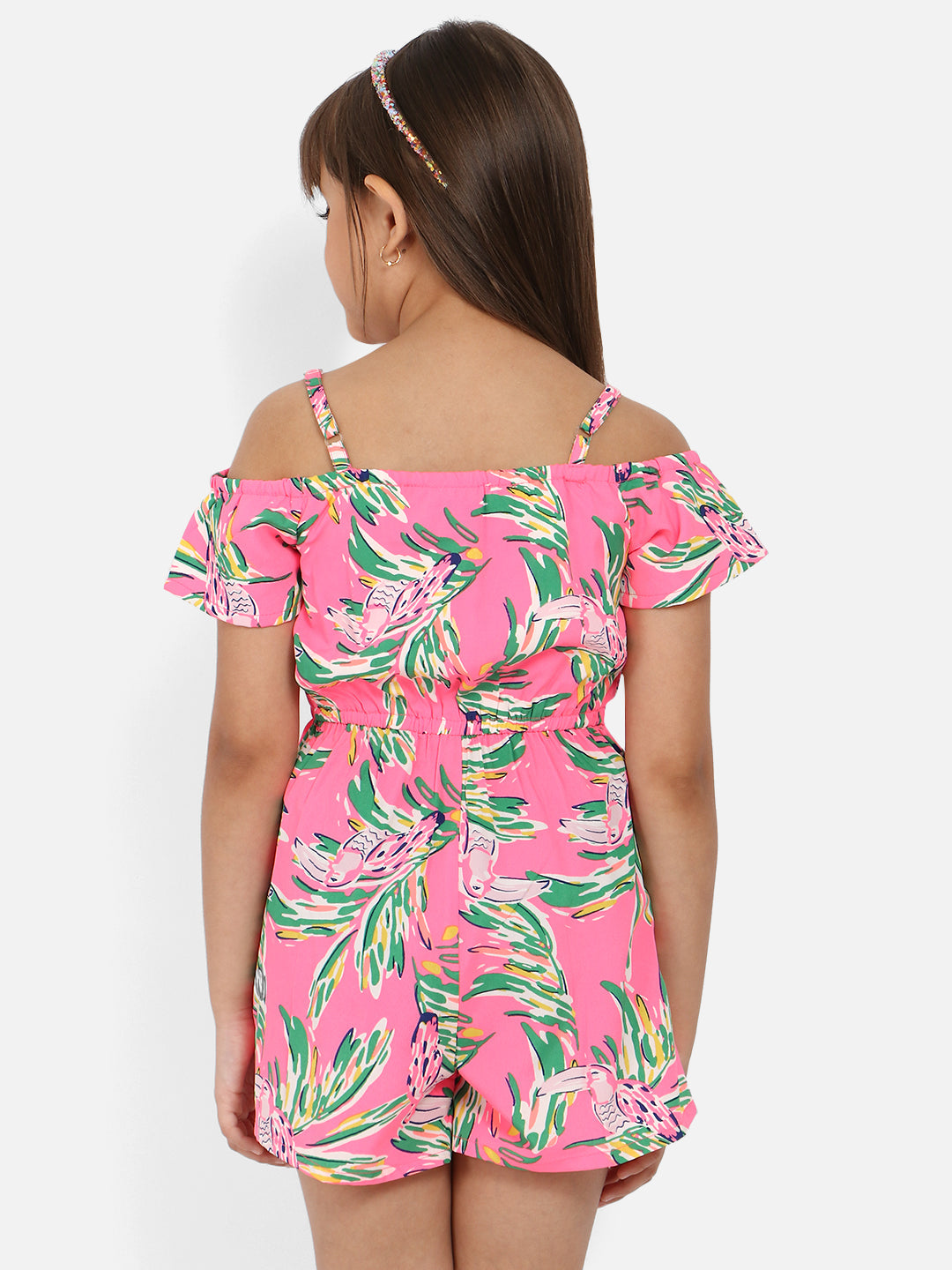 Nautinati Girls Off-Shoulder Printed Playsuit