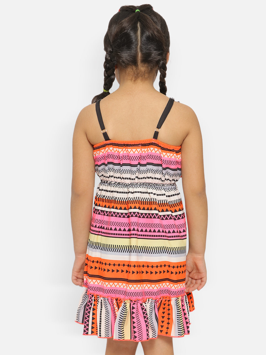 Nautinati Tribal Layered Crepe Empire Midi Dress