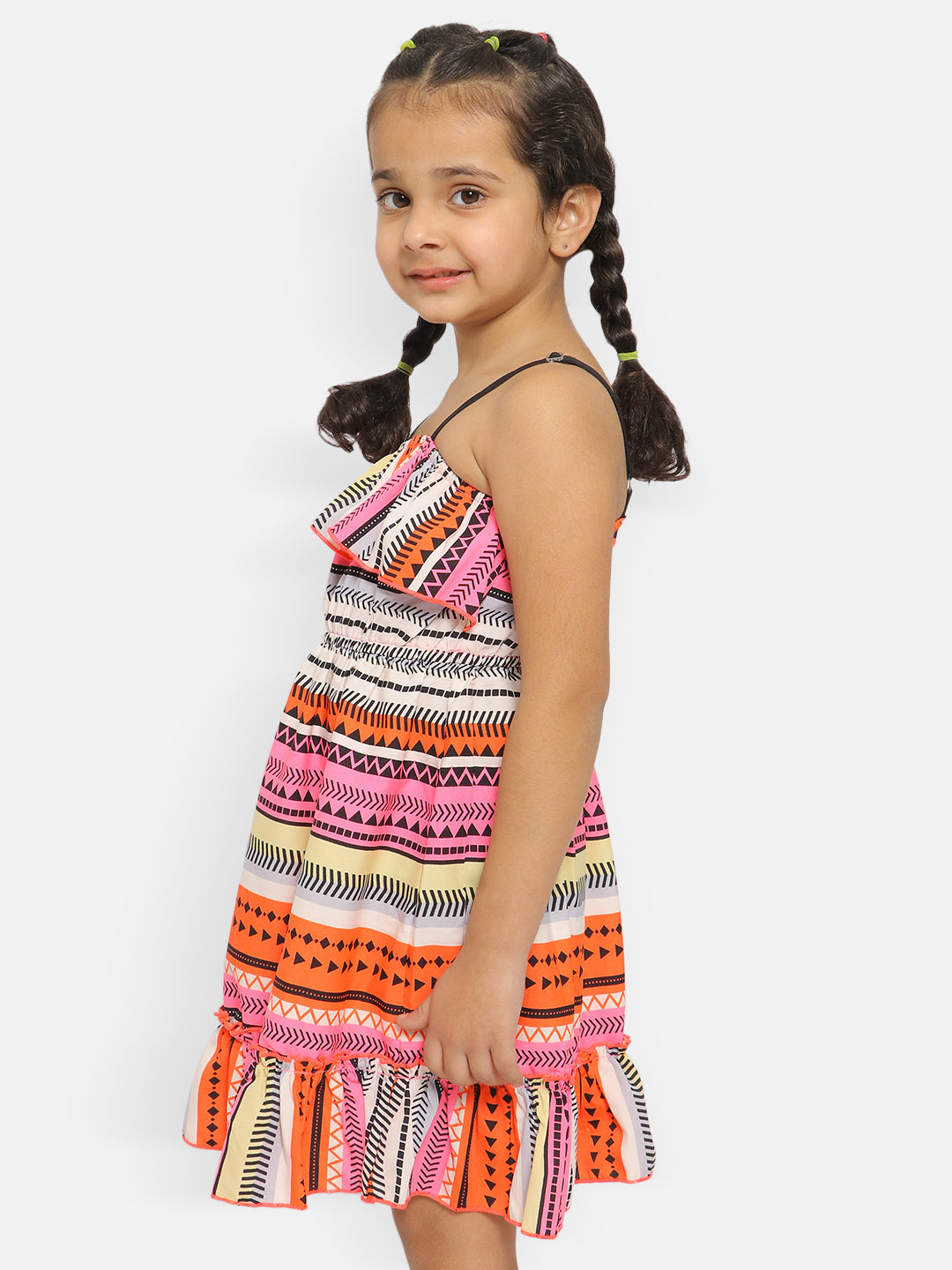 Nautinati Tribal Layered Crepe Empire Midi Dress