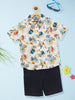 Nautinati Boys Printed Pure Cotton Shirt With Shorts