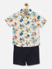 Nautinati Boys Printed Pure Cotton Shirt With Shorts
