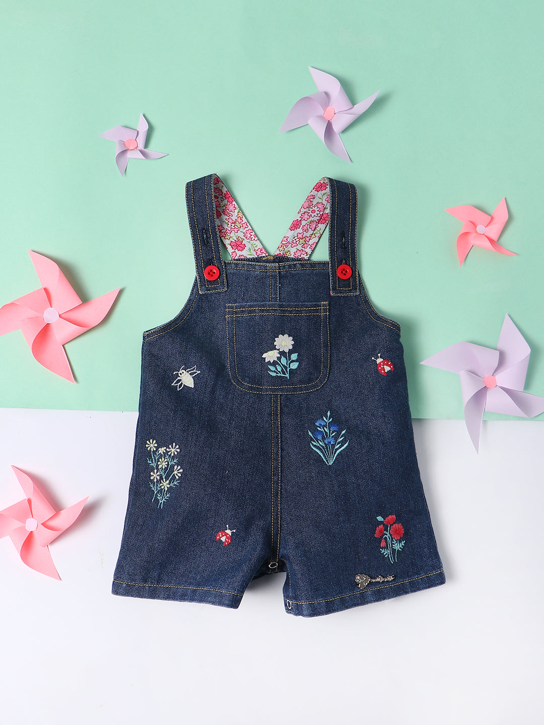 Nautinati Infant Embroidered Cotton Denim Dungaree